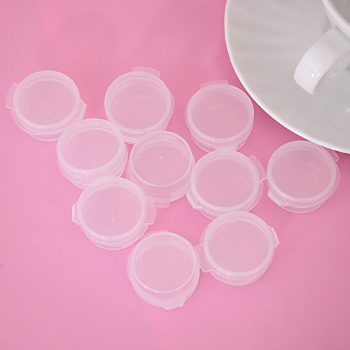 50 Pcs Plastic Cosmetic Jar 5g Empty Clear Case with Snap Lids Portable Mini ...