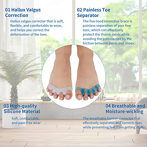 Toe Separators, Eosxrp 4 Pair Soft Gel Toe Spacers to Correct Bunions, Toe St...