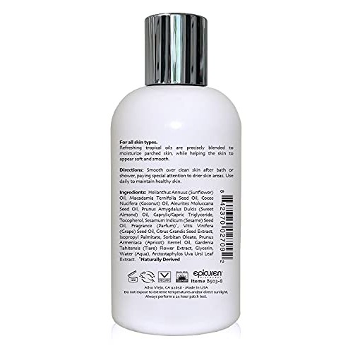 Epicuren Discovery Kukui Nut Coconut Massage & Body Oil, 8 oz.