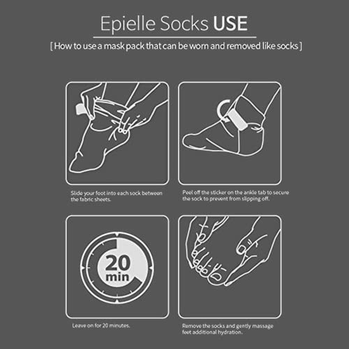 Epielle Hydrating Foot Masks (Socks 6pk) for foot cracked and dry heel to toe...