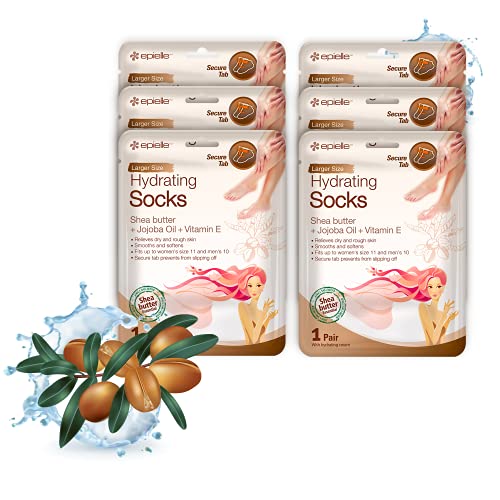 Epielle Hydrating Foot Masks (Socks 6pk) for foot cracked and dry heel to toe...