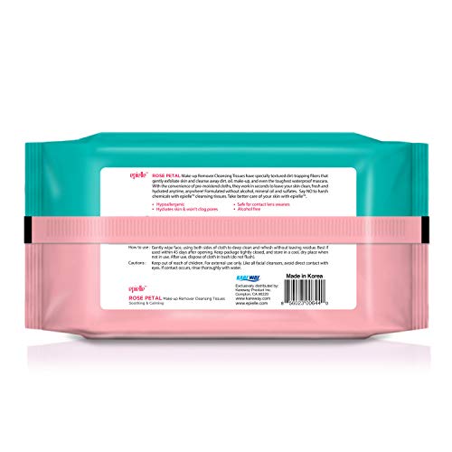 Epielle Rose Petal Makeup Remover Cleansing Tissues (60 Pre-Moistened Tissues...