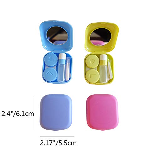 4 Pack Colorful Contact Lens Case Kit with Mirror Durable, Compact, Portable ...