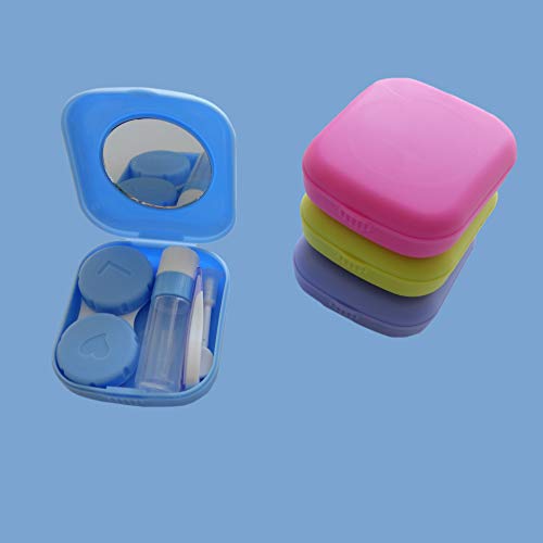 4 Pack Colorful Contact Lens Case Kit with Mirror Durable, Compact, Portable ...