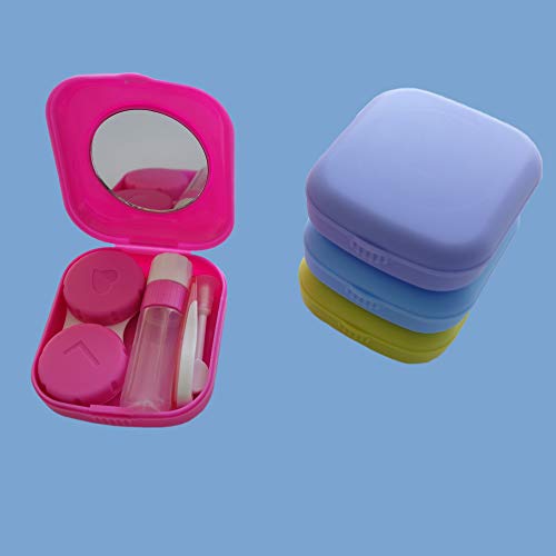 4 Pack Colorful Contact Lens Case Kit with Mirror Durable, Compact, Portable ...