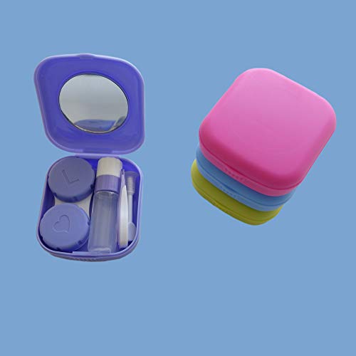 4 Pack Colorful Contact Lens Case Kit with Mirror Durable, Compact, Portable ...