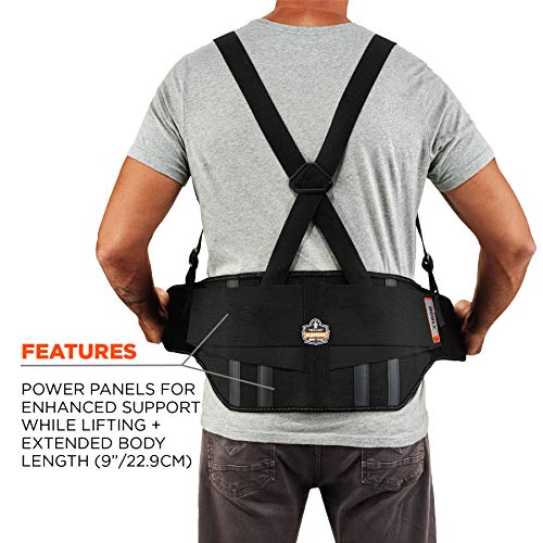 Ergodyne ProFlex 1600 Back Support Brace, 9" Extended Support, High Cut Front...