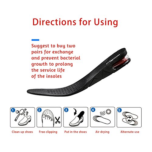 Height Increase Insoles 4-Layer 3.54 inch Air Cushion Taller Shoes Insoles He...