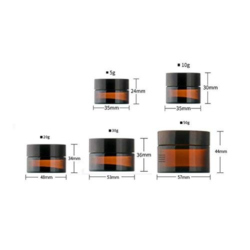 ericotry 6PCS 10ml Amber Glass Jar Empty Refillable Cosmetic Face Cream Lip B...