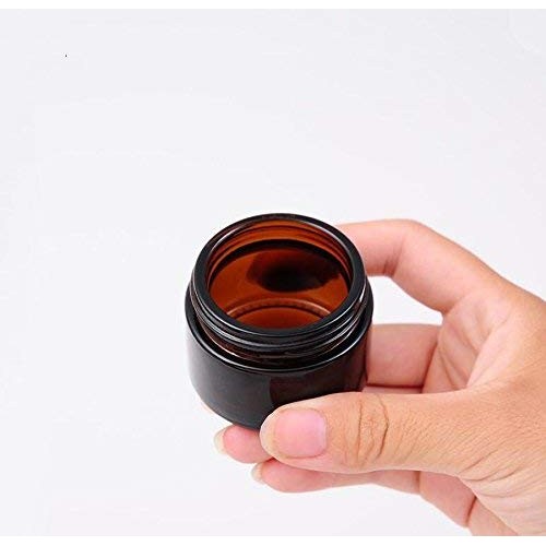 ericotry 6PCS 10ml Amber Glass Jar Empty Refillable Cosmetic Face Cream Lip B...