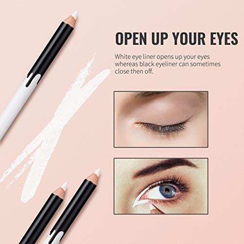 12PCS Erinde White Eyeliner Pencil Soft Highlighter Eye Liner Pencil, Lying E...