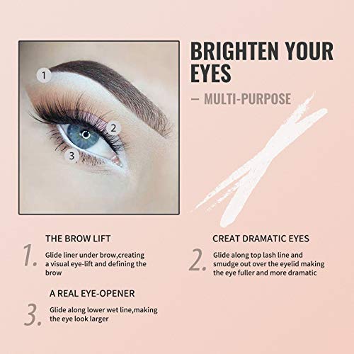 12PCS Erinde White Eyeliner Pencil Soft Highlighter Eye Liner Pencil, Lying E...