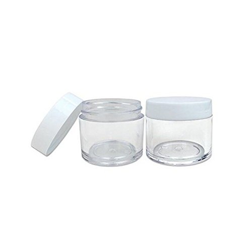 30g 30ml/1oz Refillable Black and White Plastic Screw Cap Lid with Clear Base...