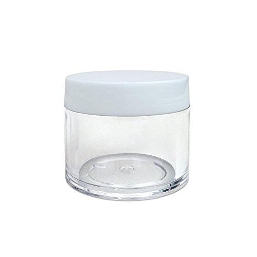30g 30ml/1oz Refillable Black and White Plastic Screw Cap Lid with Clear Base...