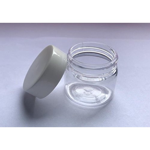 30g 30ml/1oz Refillable Black and White Plastic Screw Cap Lid with Clear Base...