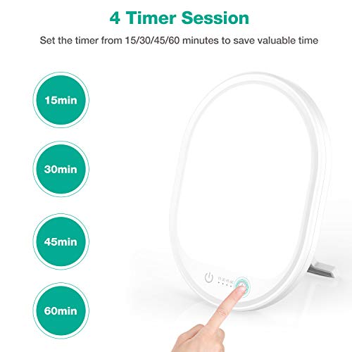 Light Therapy Lamp, UV-Free 10000 Lux Therapy Light, Touch Control with 3 Adj...