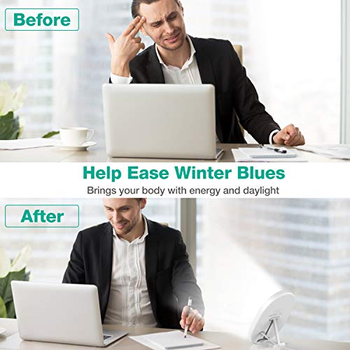 Light Therapy Lamp, UV-Free 10000 Lux Therapy Light, Touch Control with 3 Adj...