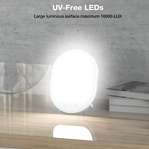 Light Therapy Lamp, UV-Free 10000 Lux Therapy Light, Touch Control with 3 Adj...