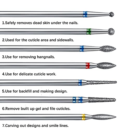 ERUIKA 14pcs Nail Drill Bits Set, Professional Rotary Burrs Diamond Cuticle R...