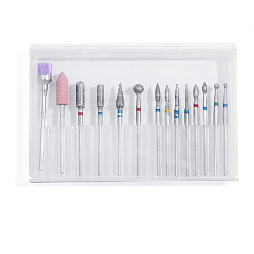 ERUIKA 14pcs Nail Drill Bits Set, Professional Rotary Burrs Diamond Cuticle R...