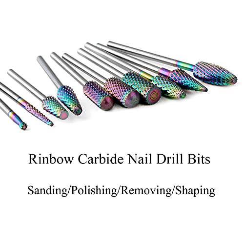 ERUIKA Nail Drill Bits Set, 10Pcs Tungsten Carbide Drill Bits for Nails Remov...