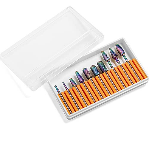 ERUIKA Nail Drill Bits Set, 10Pcs Tungsten Carbide Drill Bits for Nails Remov...