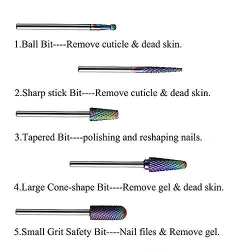 ERUIKA Nail Drill Bits Set, 10Pcs Tungsten Carbide Drill Bits for Nails Remov...