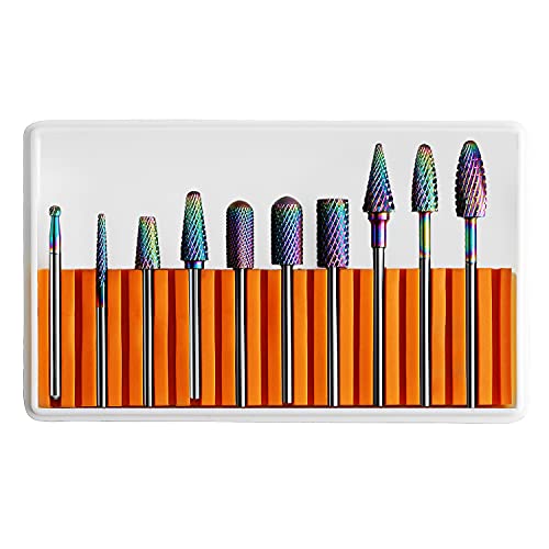 ERUIKA Nail Drill Bits Set, 10Pcs Tungsten Carbide Drill Bits for Nails Remov...