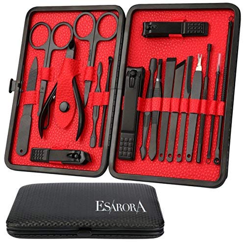 ESARORA Manicure Set, 18 in 1 Stainless Steel Professional Pedicure Kit Nail ...