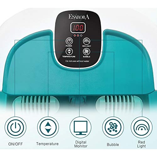 Foot Spa, ESARORA Foot Bath Massager with Heat, Bubbles, Pumice Stone, Medici...