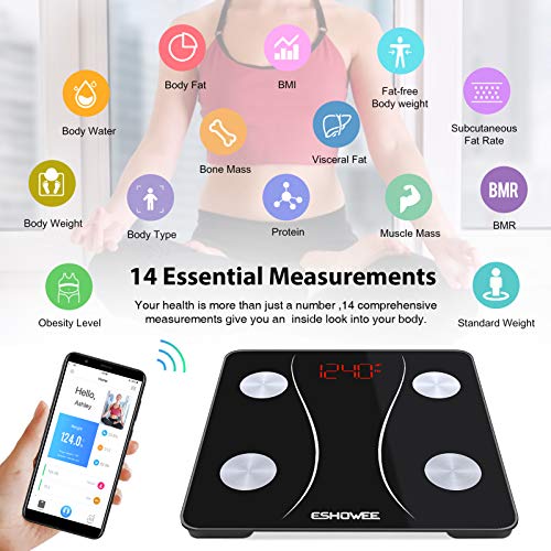 Bluetooth Body Fat Scale, Smart Scale Digital Scale with Body Fat and Water W...