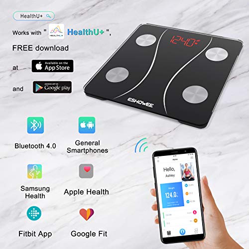 Bluetooth Body Fat Scale, Smart Scale Digital Scale with Body Fat and Water W...