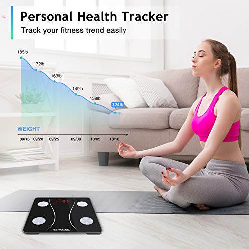 Bluetooth Body Fat Scale, Smart Scale Digital Scale with Body Fat and Water W...