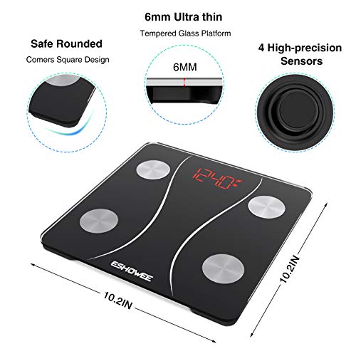 Bluetooth Body Fat Scale, Smart Scale Digital Scale with Body Fat and Water W...