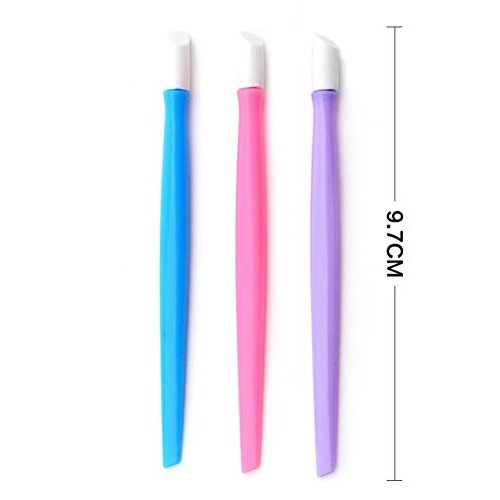 6pcs Professional Plastic Handle Hard Rubber Tipped Nail Art Tool Cuticle Pus...