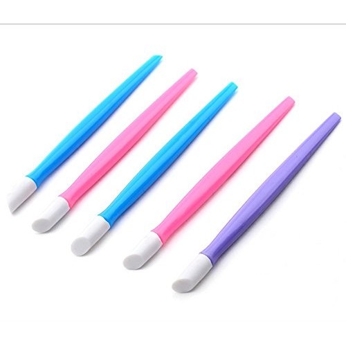 6pcs Professional Plastic Handle Hard Rubber Tipped Nail Art Tool Cuticle Pus...