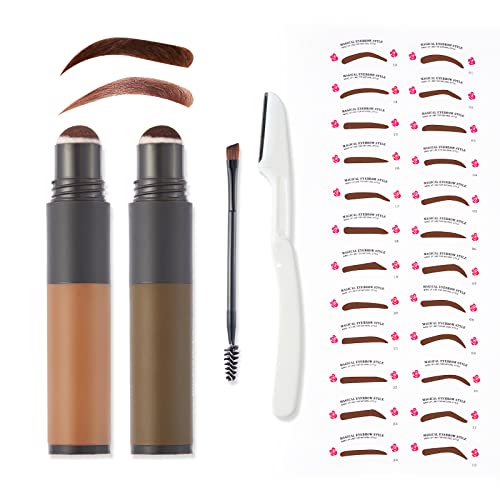 ESPOCE Eyebrow Stamp Stencil Kit 2 Colors in 1 Dark Brown and Light Brown Wat...