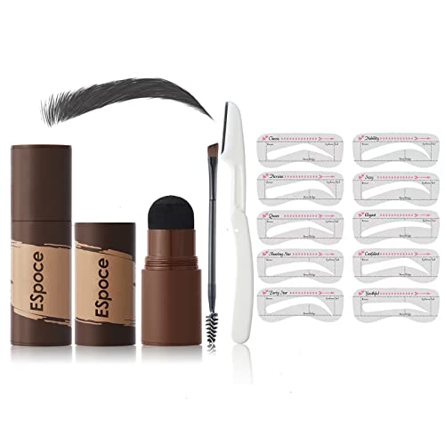 ESPOCE Eyebrow Stamp Stencil Kit Long-lasting 10 Eyebrow Stencils Brow Stamp ...