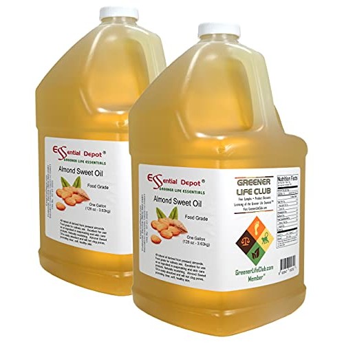 Almond Sweet Oil - 2 Gallons - 128 oz per container - safety sealed HDPE cont...