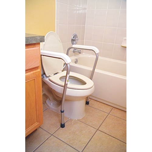 Essential Medical Supply Adjustable Toilet Safety Rails with Handles, White