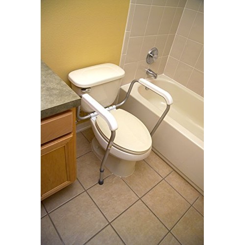 Essential Medical Supply Adjustable Toilet Safety Rails with Handles, White