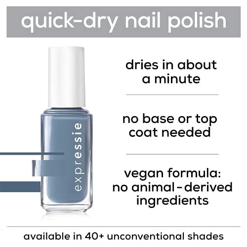 essie expressie Quick-Dry Vegan Nail Polish, Air Dry, Slate Blue, 0.33 Ounce