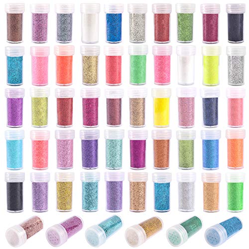 56 Extra Fine Glitter, Set of 56 Colors Body Cosmetic Glitter, Nail Arts Face...