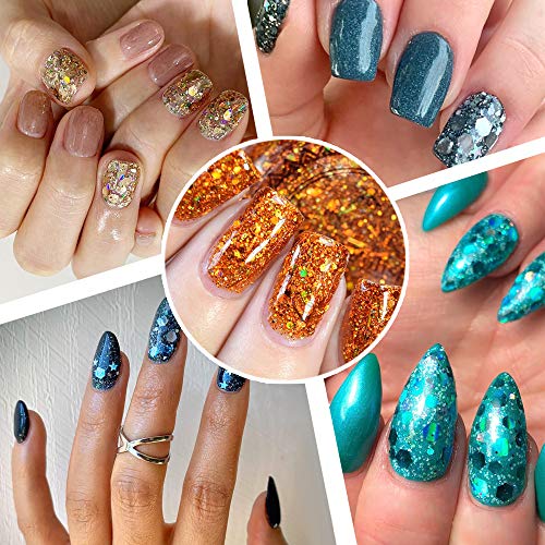 Holographic Chunky Glitter Sequins, 12 Colors Mixed Cosmetic Glitter for Face...