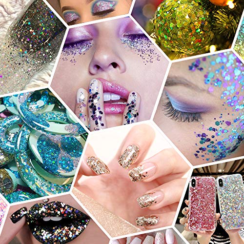 Holographic Chunky Glitter Sequins 16 Colors Mixed Cosmetic Glitter for Face ...