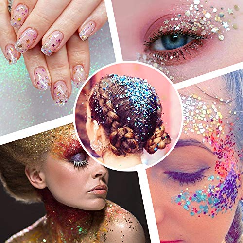 Holographic Chunky Glitter Sequins 16 Colors Mixed Cosmetic Glitter for Face ...