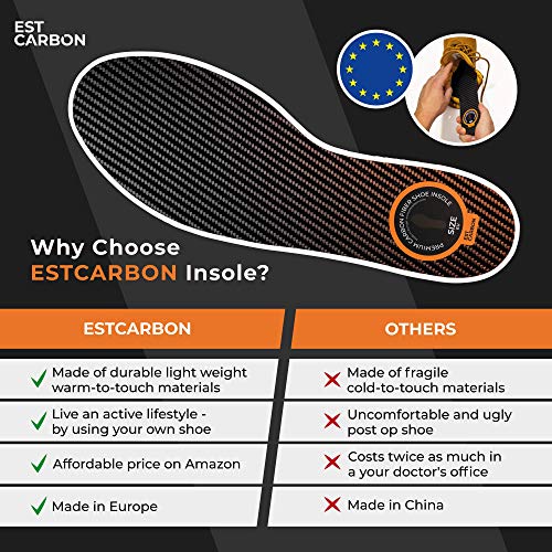 Carbon Fiber Insole, 1 Piece, Shoe Insert, Rigid - Strong, Orthotic Shoe Stif...