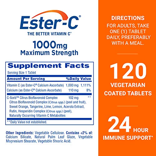 Ester-C Vitamin C, 1,000 mg, 120 Coated Tablets