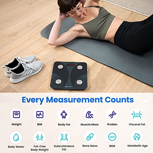 Etekcity Smart Digital Bathroom Weighing Scales with Body Fat and Water Weigh...