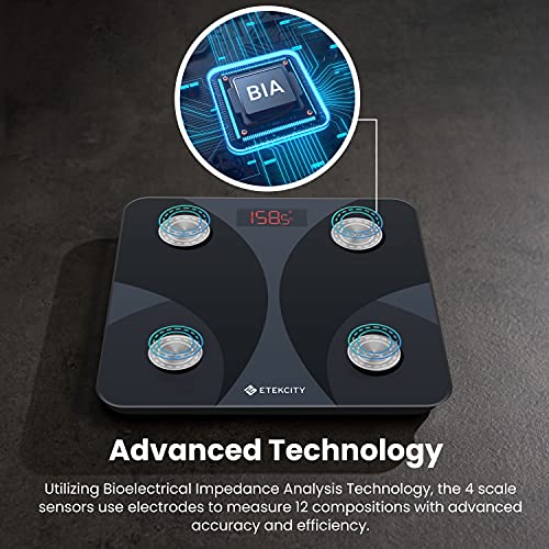 Etekcity Smart Digital Bathroom Weighing Scales with Body Fat and Water Weigh...